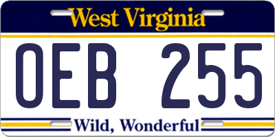 WV license plate OEB255