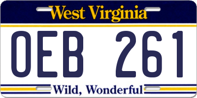 WV license plate OEB261