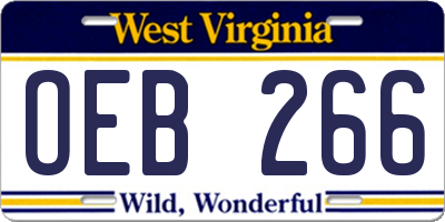 WV license plate OEB266