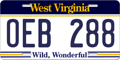 WV license plate OEB288