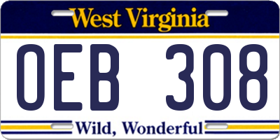 WV license plate OEB308
