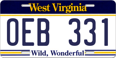 WV license plate OEB331