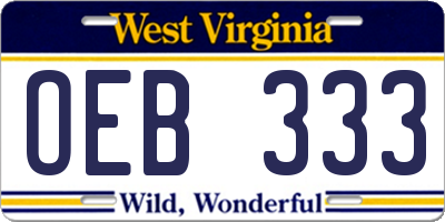 WV license plate OEB333