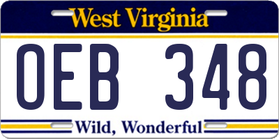 WV license plate OEB348