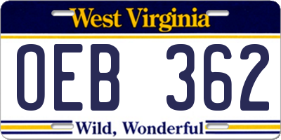 WV license plate OEB362