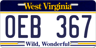 WV license plate OEB367