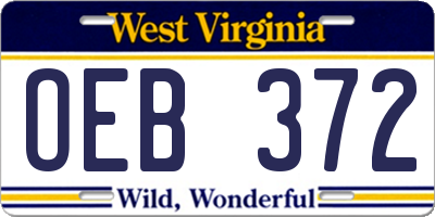 WV license plate OEB372