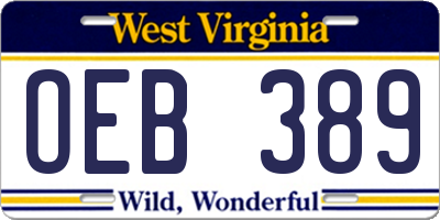 WV license plate OEB389