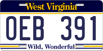 WV license plate OEB391