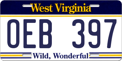 WV license plate OEB397