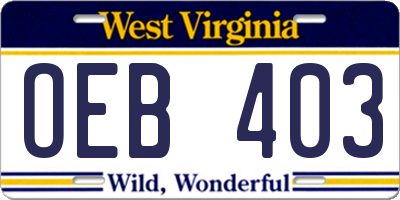 WV license plate OEB403