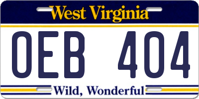 WV license plate OEB404