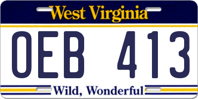 WV license plate OEB413