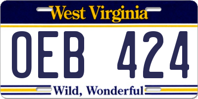 WV license plate OEB424