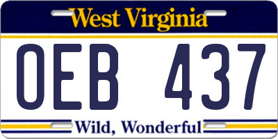 WV license plate OEB437