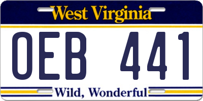 WV license plate OEB441