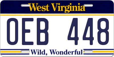 WV license plate OEB448