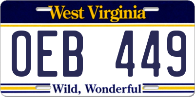 WV license plate OEB449