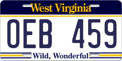 WV license plate OEB459