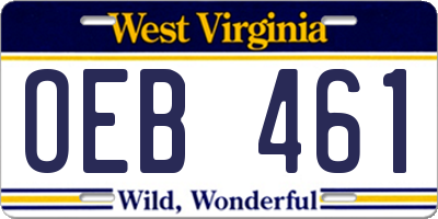 WV license plate OEB461