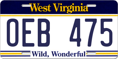 WV license plate OEB475