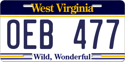 WV license plate OEB477
