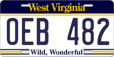 WV license plate OEB482