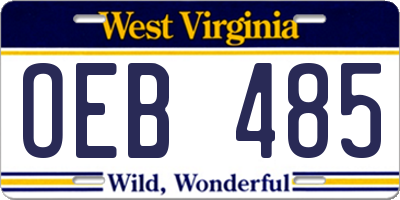 WV license plate OEB485