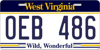 WV license plate OEB486