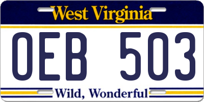 WV license plate OEB503