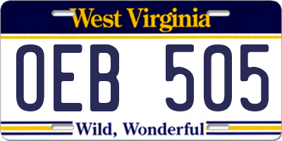 WV license plate OEB505