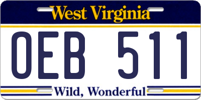 WV license plate OEB511