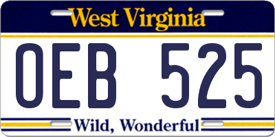 WV license plate OEB525
