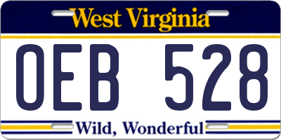 WV license plate OEB528