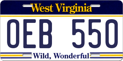 WV license plate OEB550