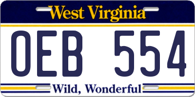 WV license plate OEB554