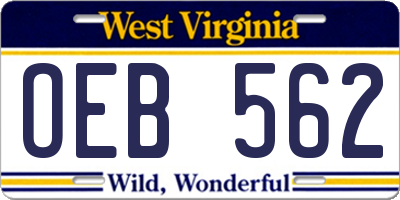 WV license plate OEB562