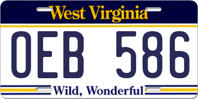WV license plate OEB586