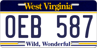 WV license plate OEB587