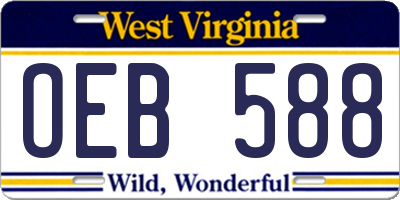 WV license plate OEB588