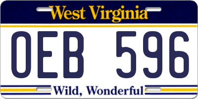 WV license plate OEB596