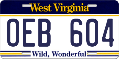 WV license plate OEB604