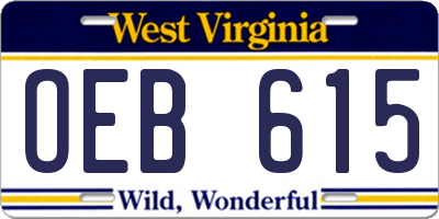 WV license plate OEB615