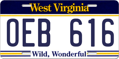 WV license plate OEB616