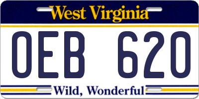 WV license plate OEB620