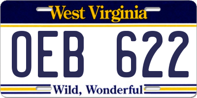 WV license plate OEB622