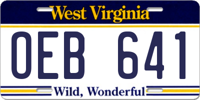 WV license plate OEB641