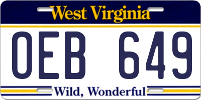 WV license plate OEB649
