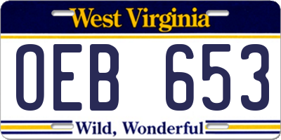 WV license plate OEB653