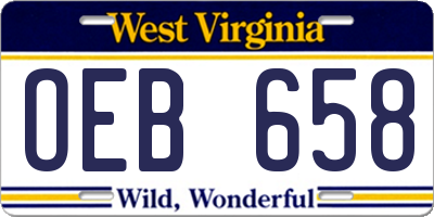 WV license plate OEB658